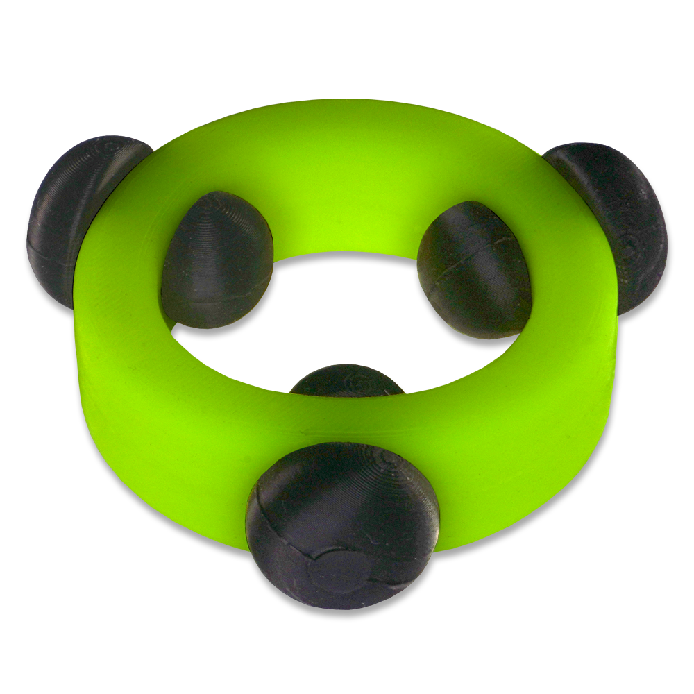 Alien Green Glow-in-the-Dark Silicone Band with 3 Black Silicone Barbell Stimulators