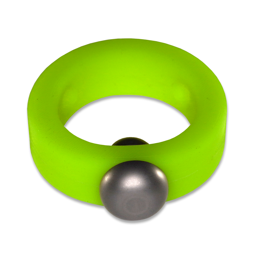 Alien Green Glow-in-the-Dark Silicone Band with Stainless Steel Barbell Stimulator