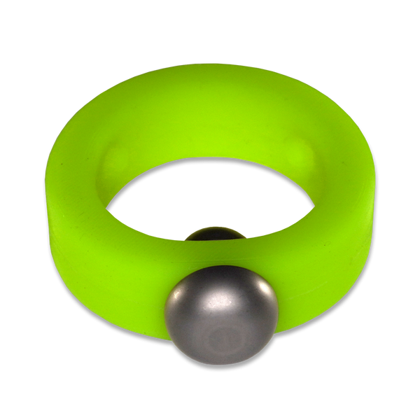 Alien Green Glow-in-the-Dark Silicone Band with Stainless Steel Barbell Stimulator