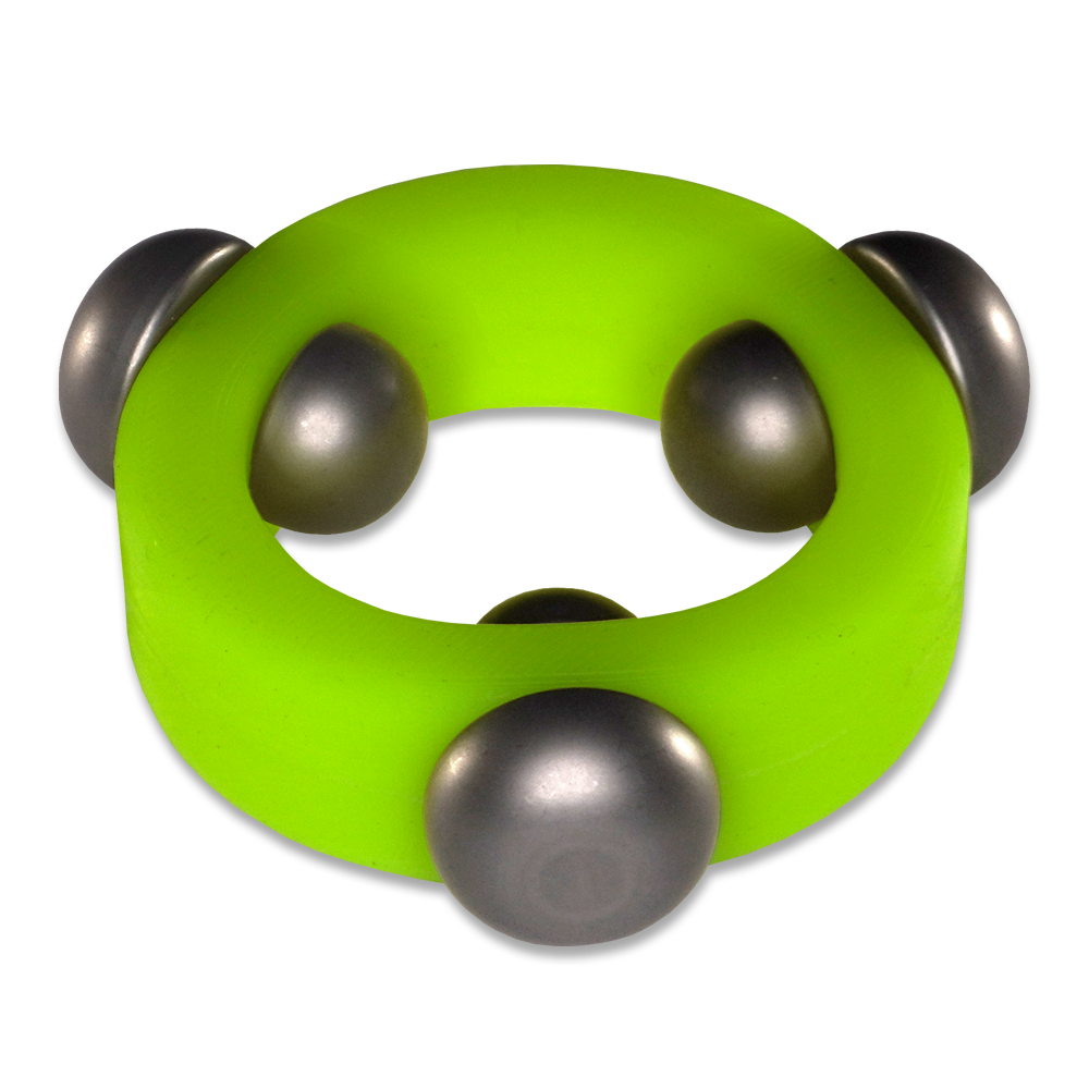 Alien Green Glow-in-the-Dark Silicone Band with 3 Stainless Steel Barbell Stimulators