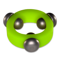 Alien Green Glow-in-the-Dark Silicone Band with 3 Stainless Steel Barbell Stimulators