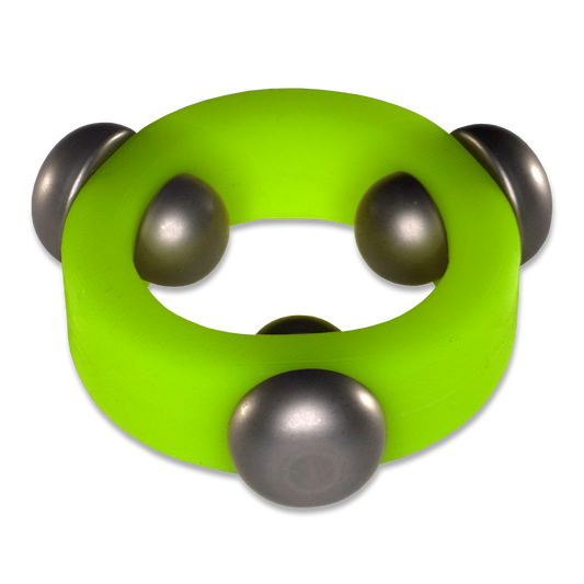 Alien Green Glow-in-the-Dark Silicone Band with 3 Stainless Steel Barbell Stimulators