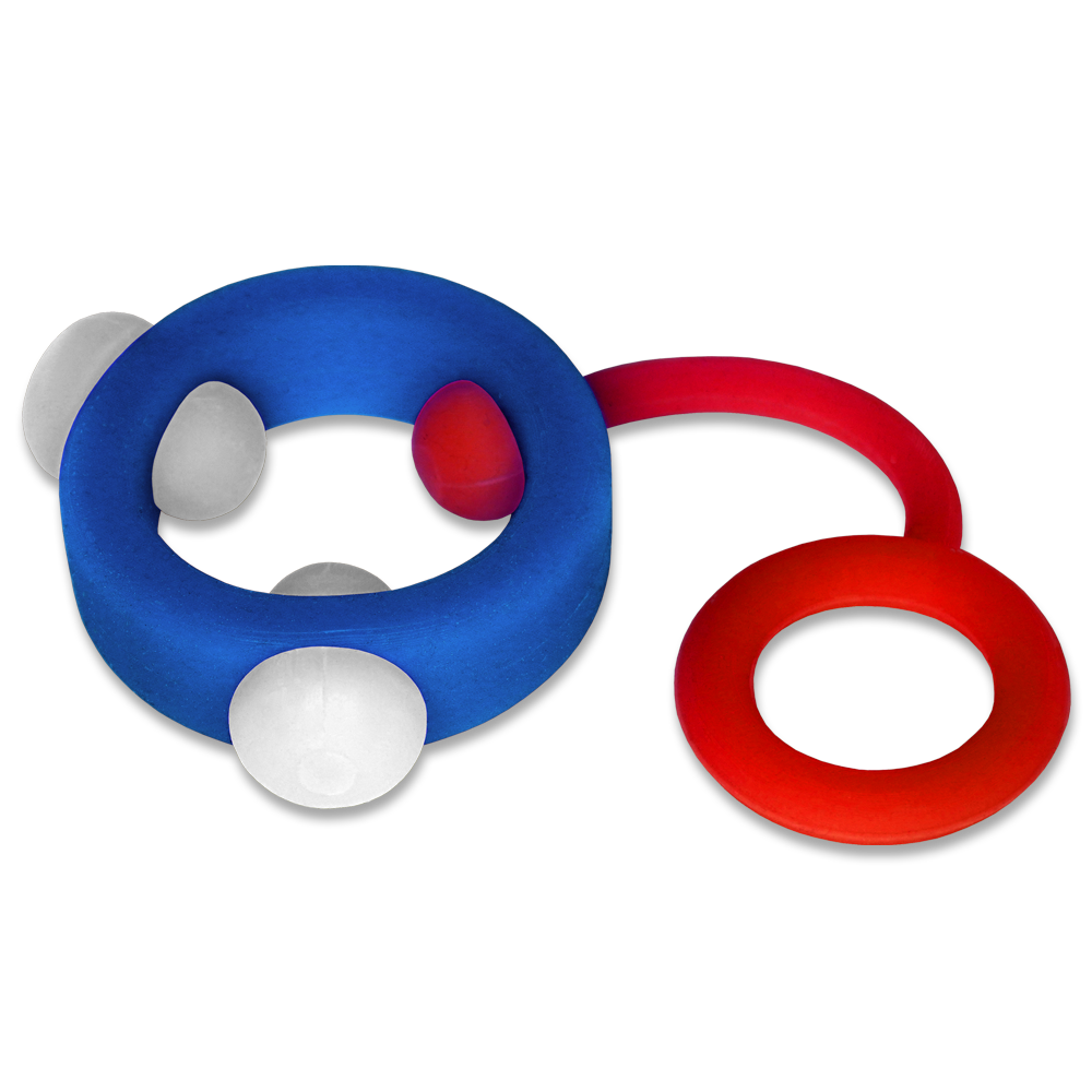 Patriotic Blue Band with White Stimulator Barbells and Red Splitter Attachment