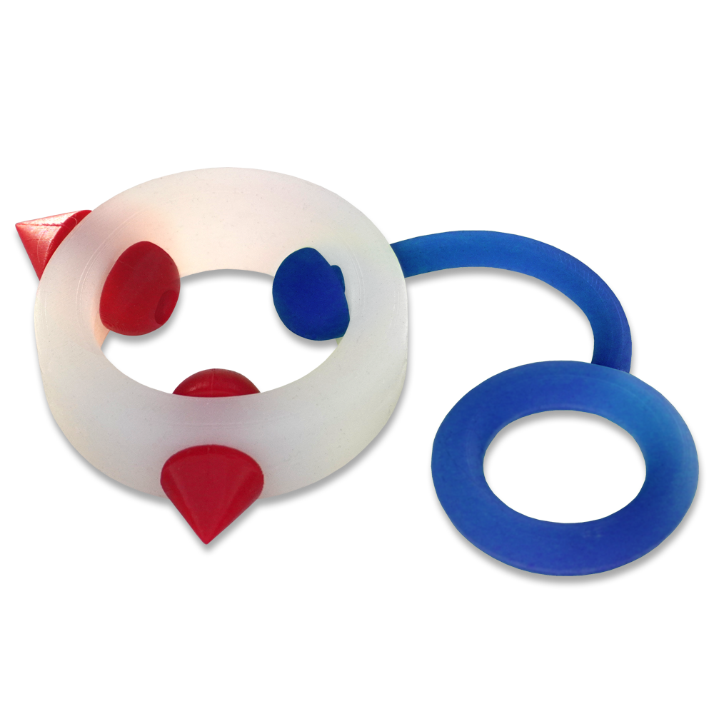 Patriotic Translucent Band with Red Stimulator Spikes and Blue Splitter Attachment