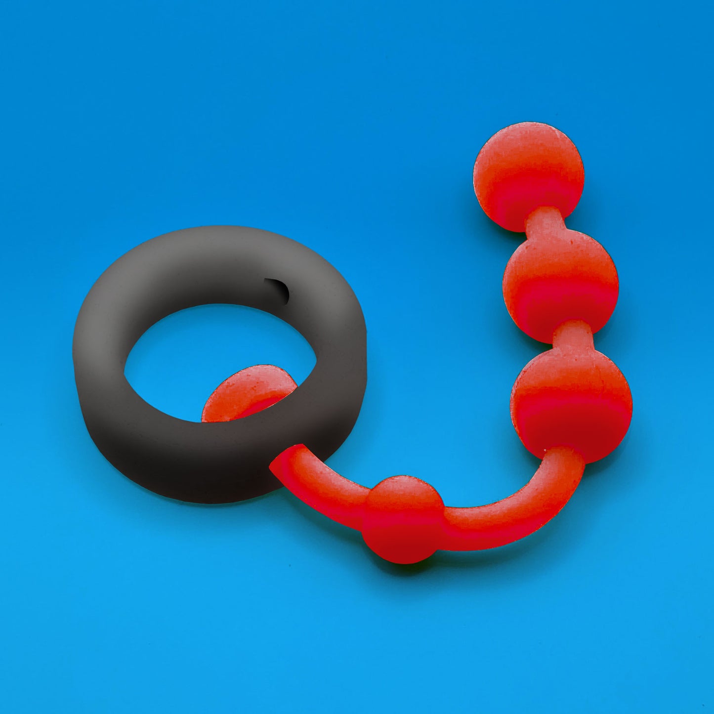 Ring w/ Beads: Black on Red
