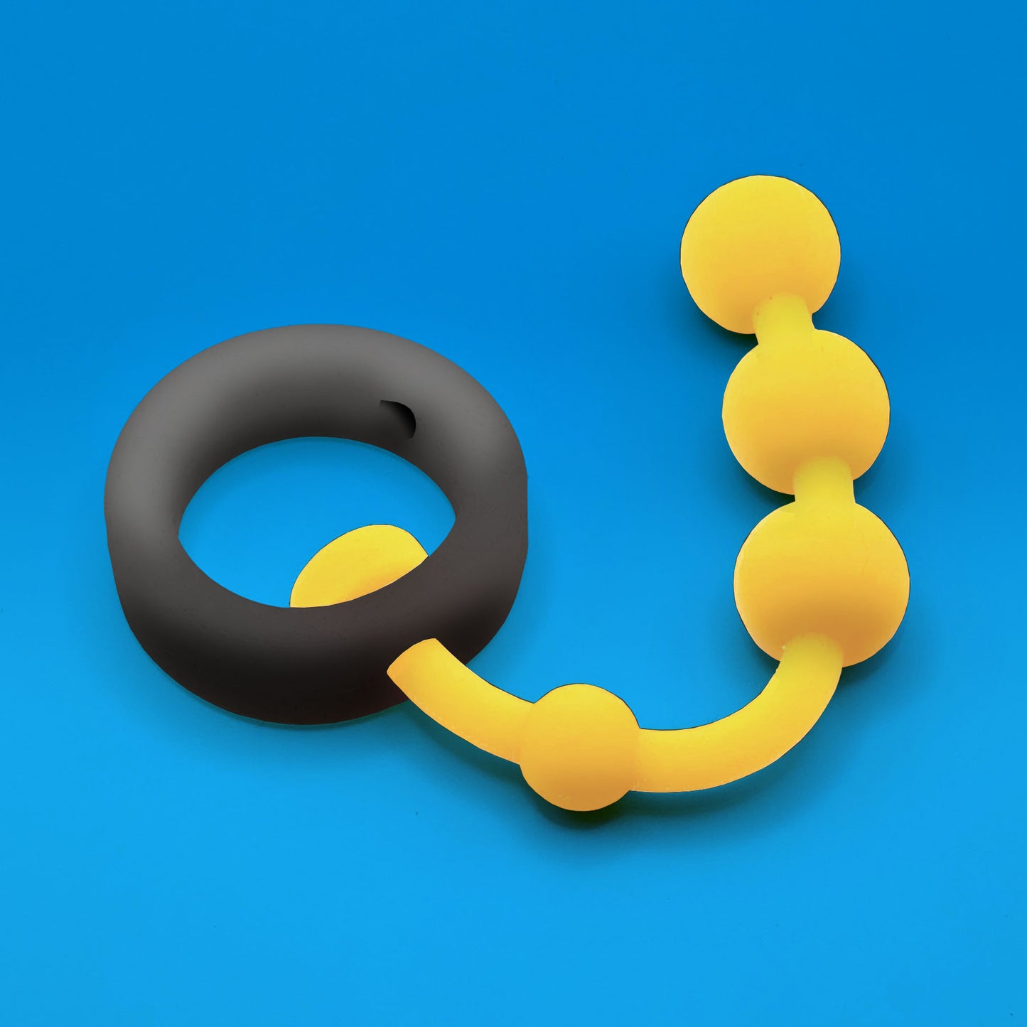 Ring w/ Beads: Black on Yellow