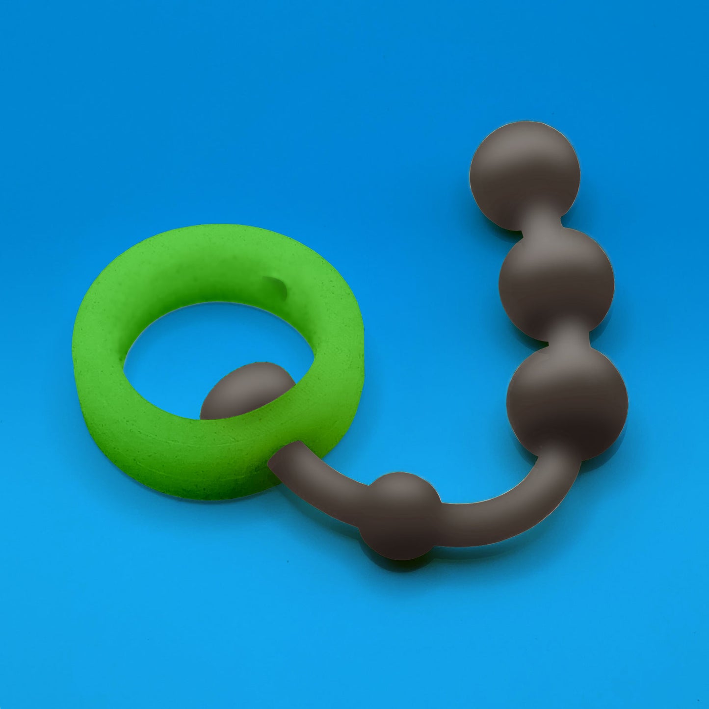 Ring w/ Beads: Green on Black