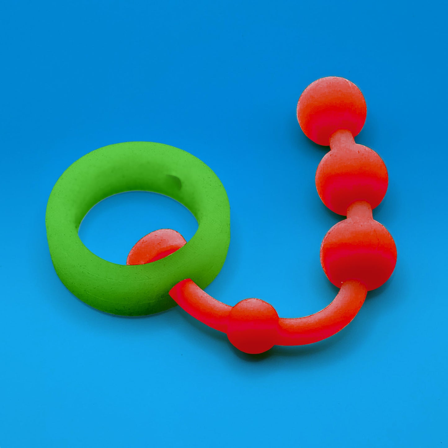Ring w/ Beads: Green on Red