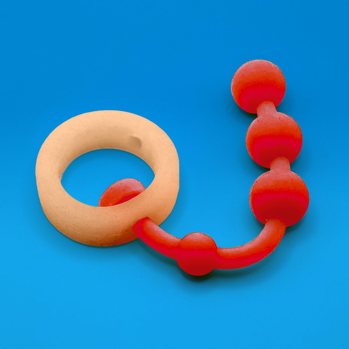 Ring w/ Beads: Nude on Red