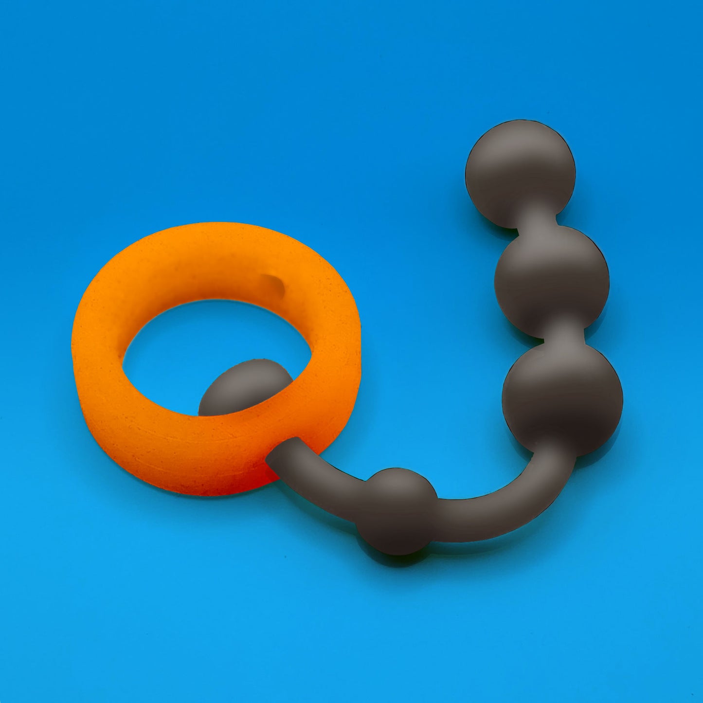Ring w/ Beads: Orange on Black