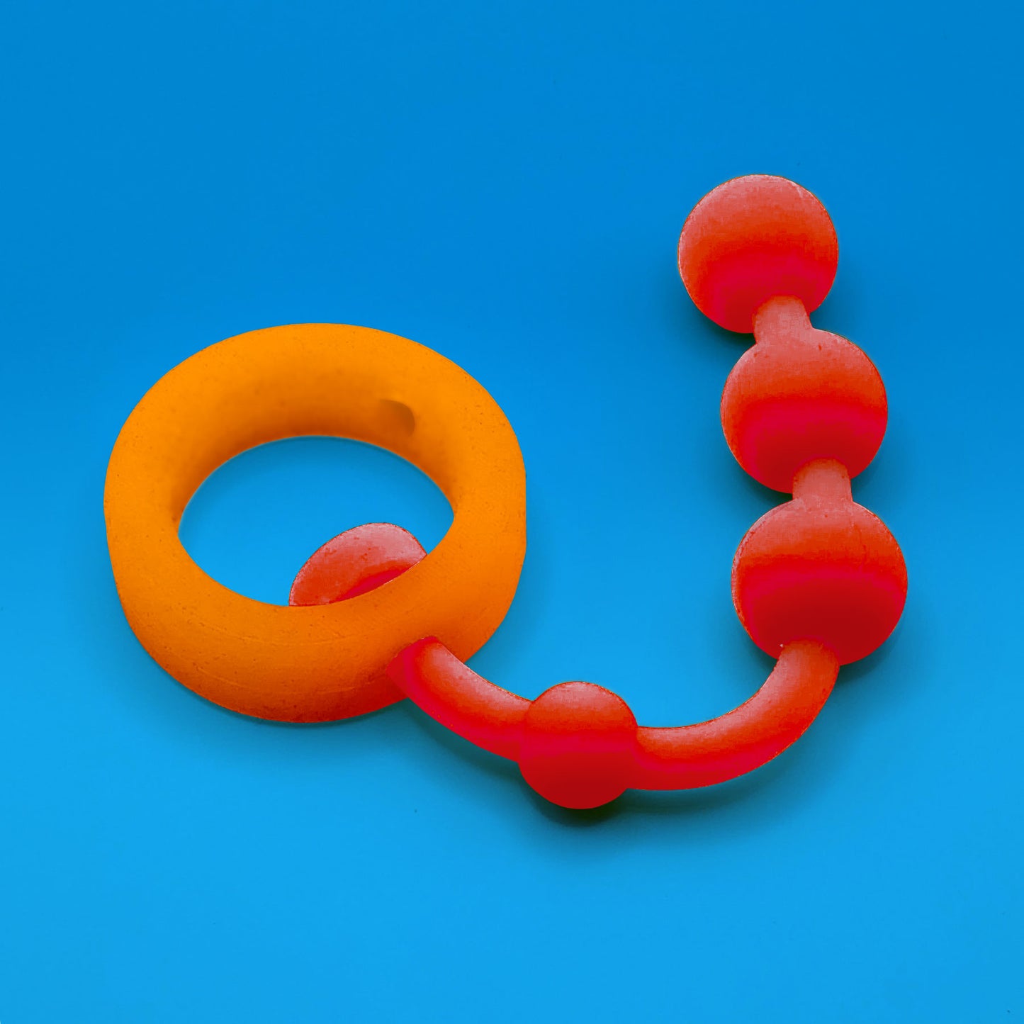 Ring w/ Beads: Orange on Red
