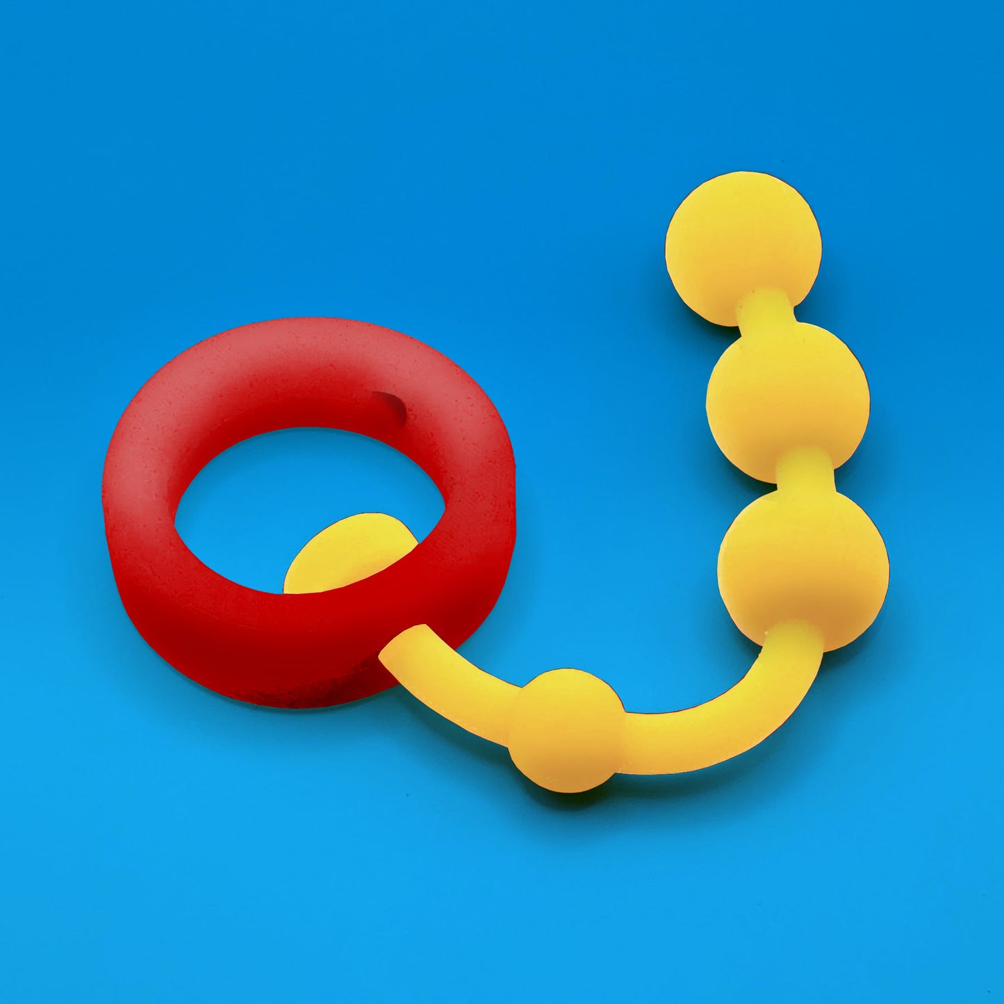 Ring w/ Beads: Red on Yellow