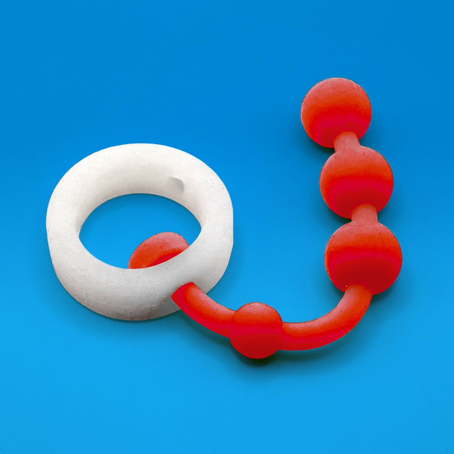Ring w/ Beads: White on Red