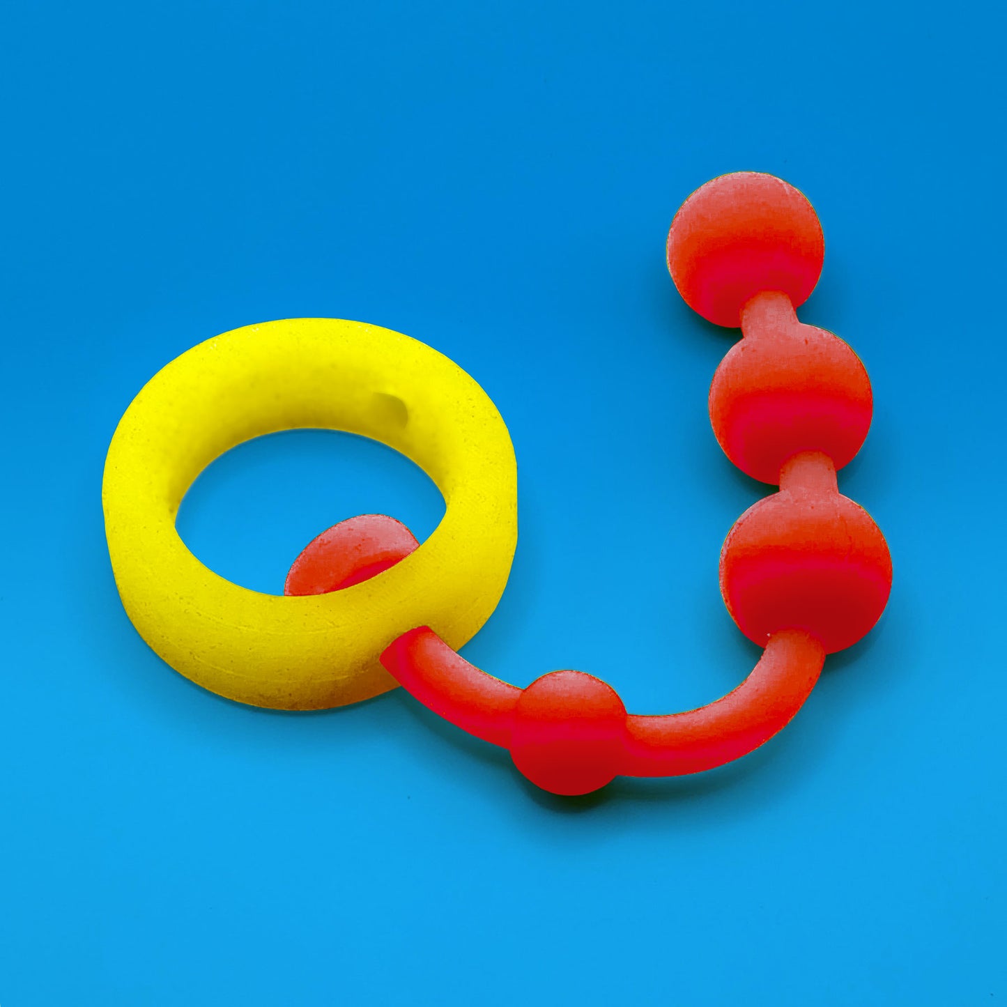 Ring w/ Beads: Yellow on Red